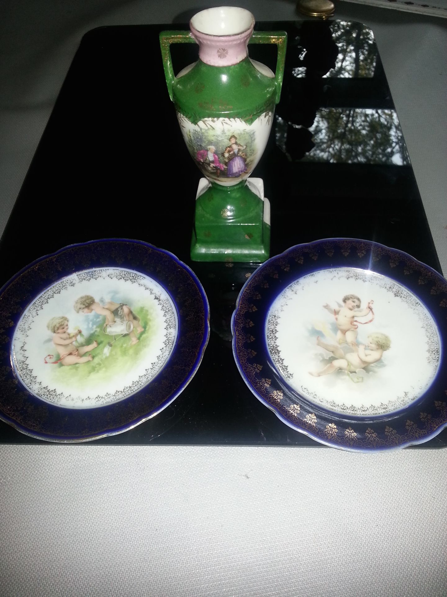 Royal Vienna porcelain vase and plates