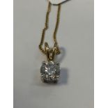 Necklace with 9ct Gold Solitaire Pendant Set With A Round Cut Diamond