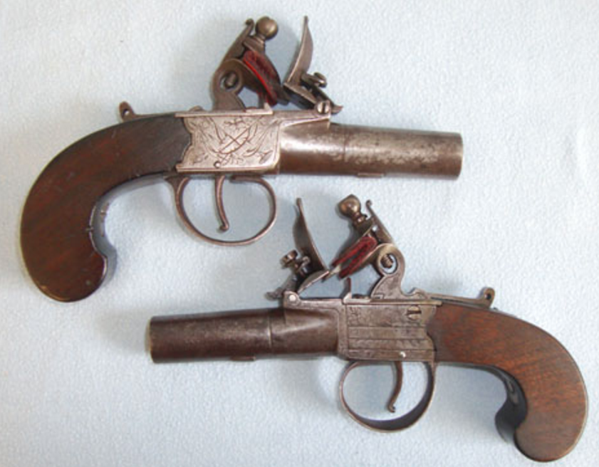 1793-1833 Pair Of Thomas Fisher London English Flintlock Pocket Pistols