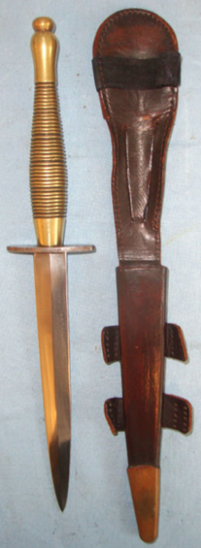 RARE, WW2 Era British Beaded & Ribbed (6 Rows Of Beads) Fairbairn Sykes FS Commando Fighting Knife