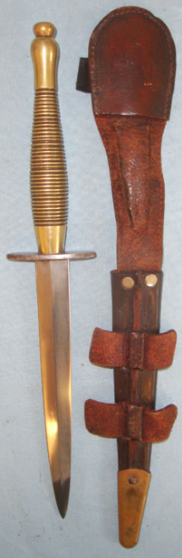 RARE, WW2 Era British Beaded & Ribbed (6 Rows Of Beads) Fairbairn Sykes FS Commando Fighting Knife - Image 2 of 3