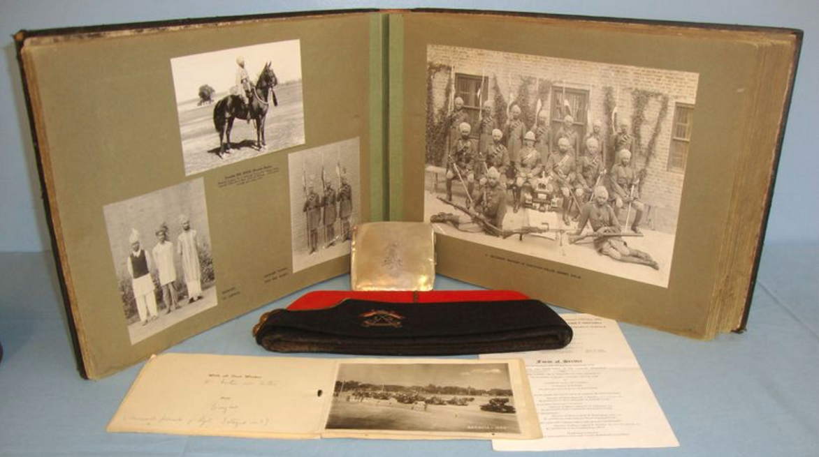 1930's Official Regimental Photograph Album, A Field Service Cap & A Cigarette Case