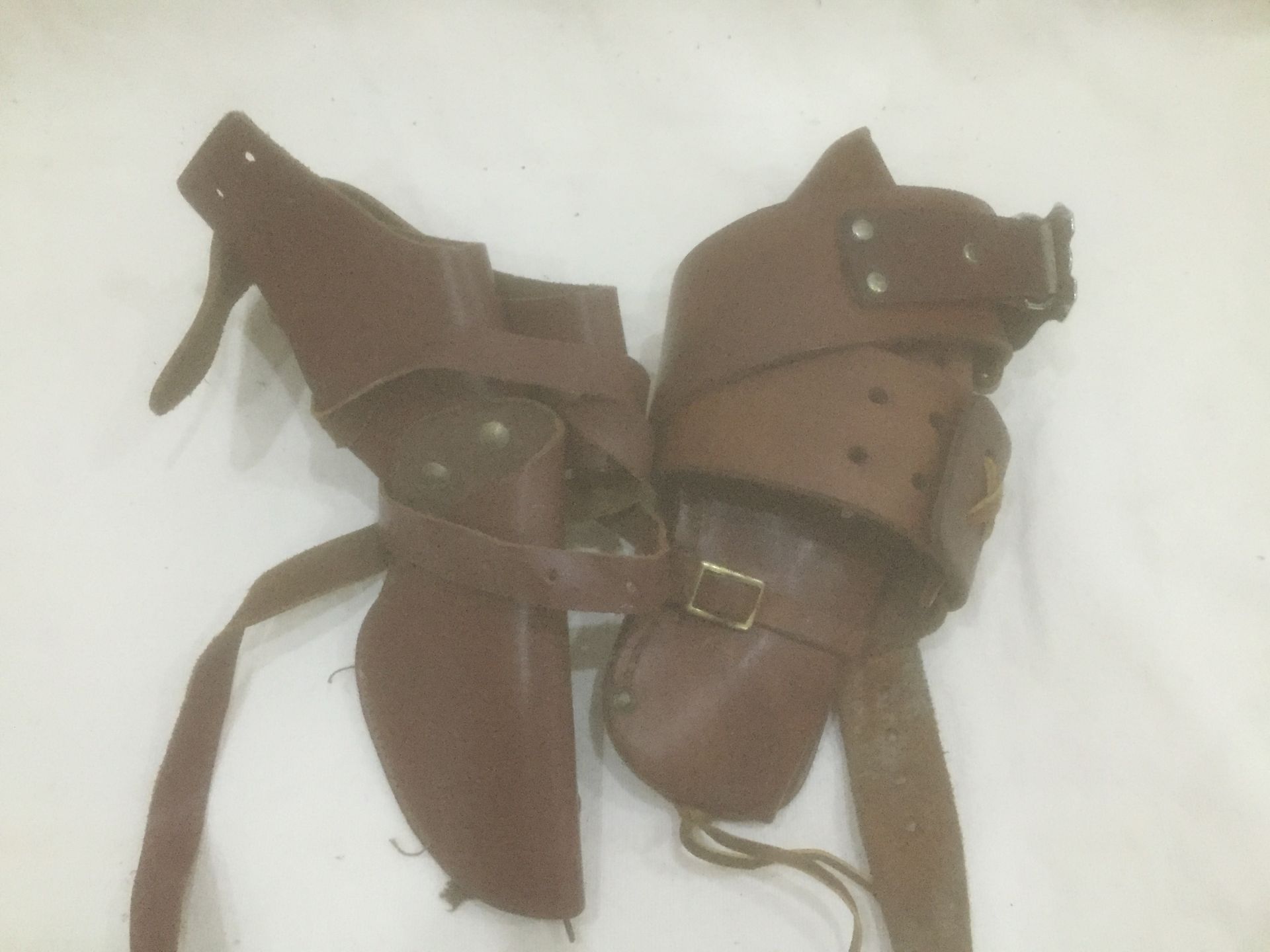 2 x BROWN LEATHER GUN HOLSTERS