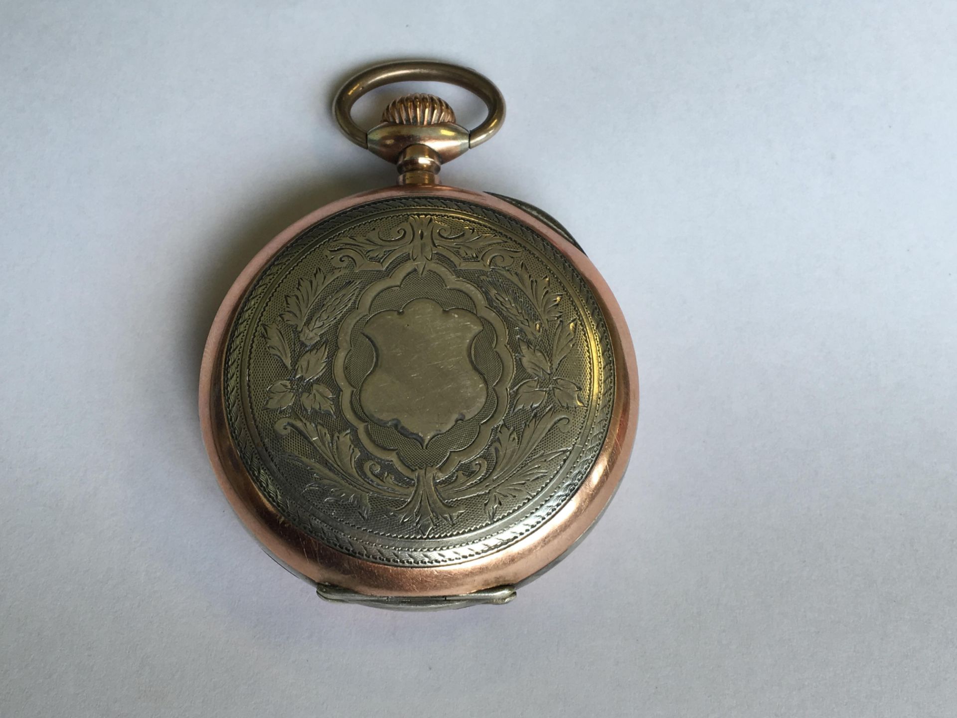 AN ANTIQUE TAVANNES POCKET WATCH. SILVER CASE (800% GROUSE MARK) WITH ROSE GOLD PLATING. THE ART - Image 2 of 4