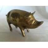 A 16CM BRASS PIG. FREE UK DELIVERY.