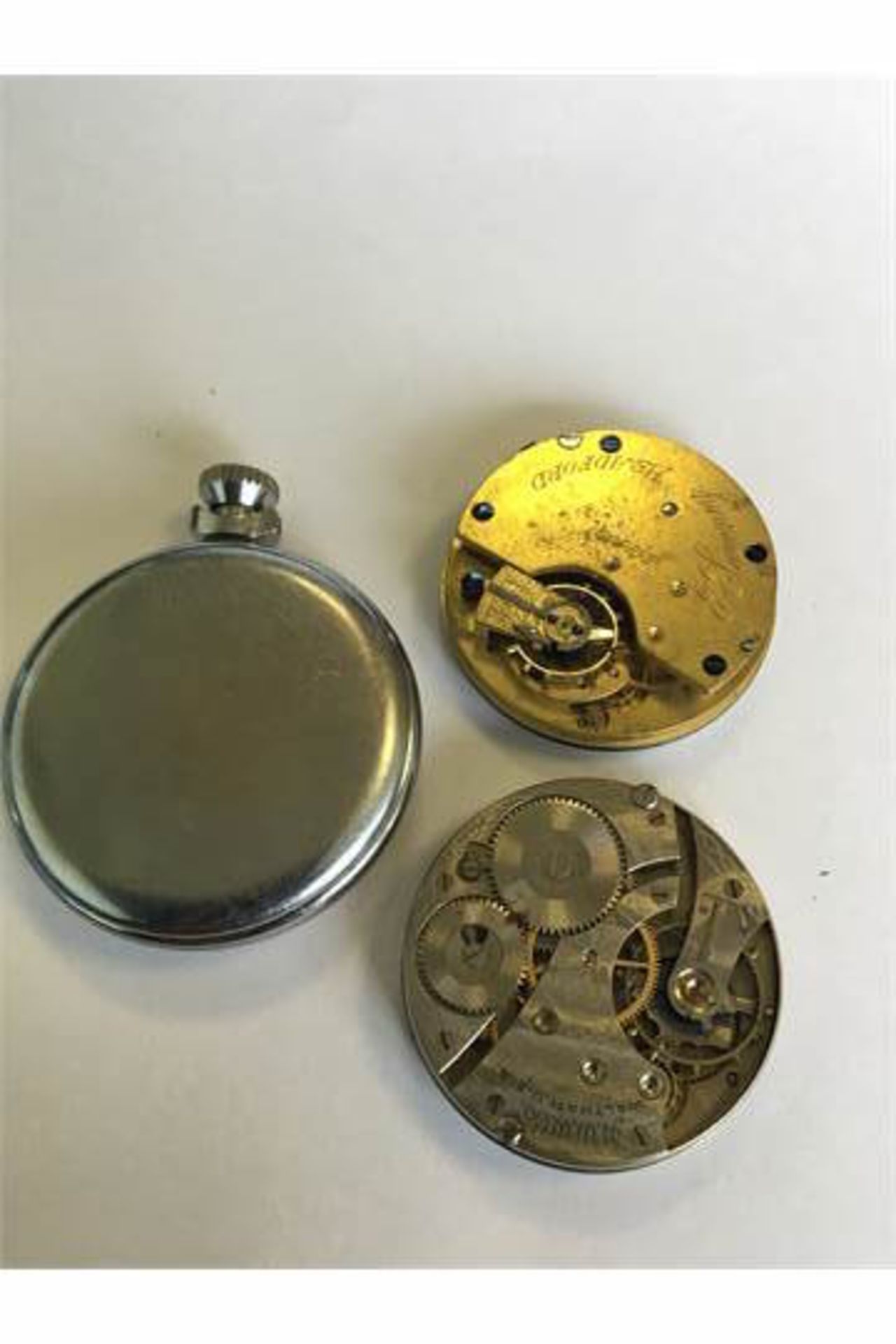 A GROUP OF POCKET WATCHES FOR REPAIR - A WALTHAM MOVEMENT, AN EDWARD SWEENEY BRADFORD MOVEMENT & - Image 2 of 2