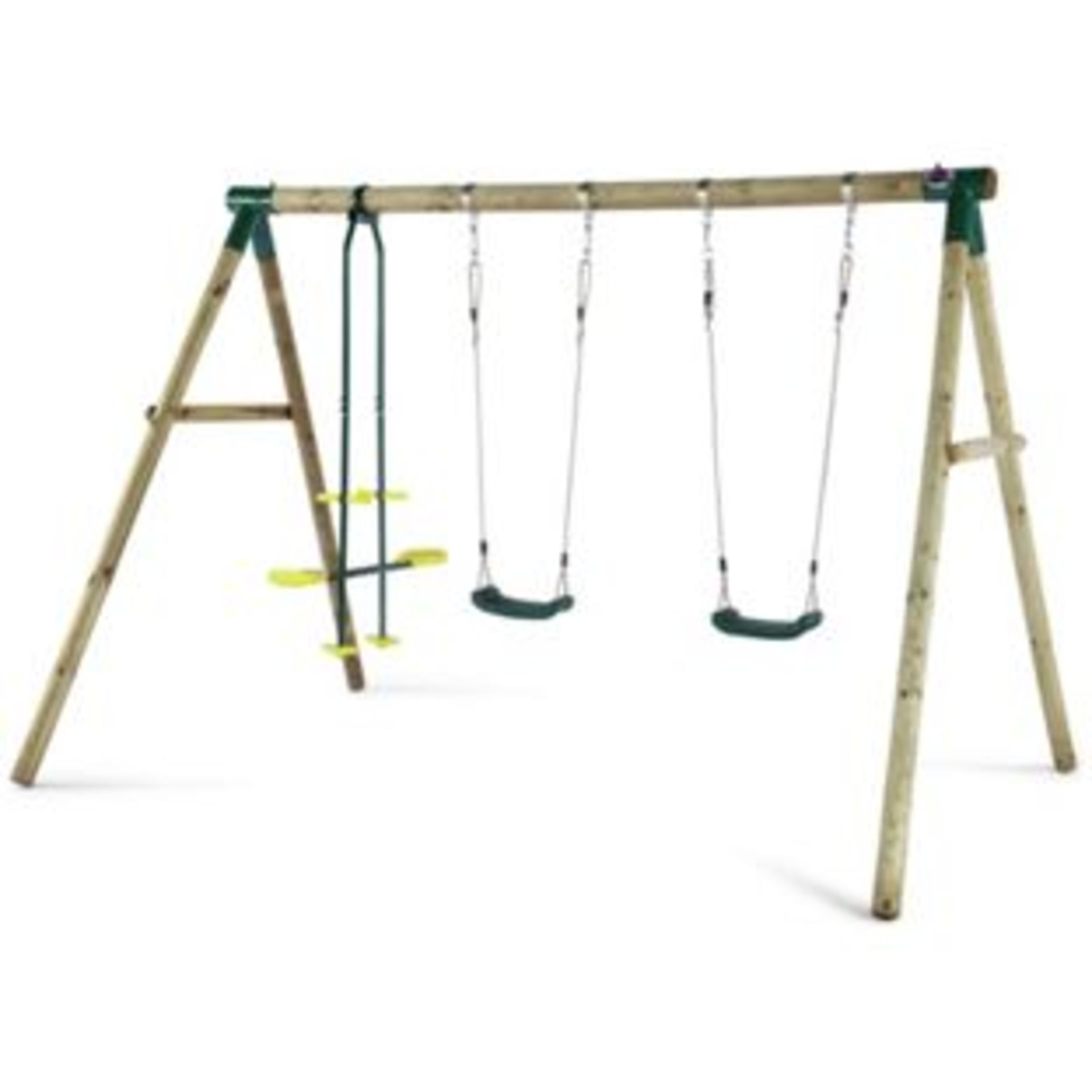 (10 PALLET S) 120 x Plum Double Swing with Glider Wooden Garden Swing Set. RRP £249.99 EACH. A