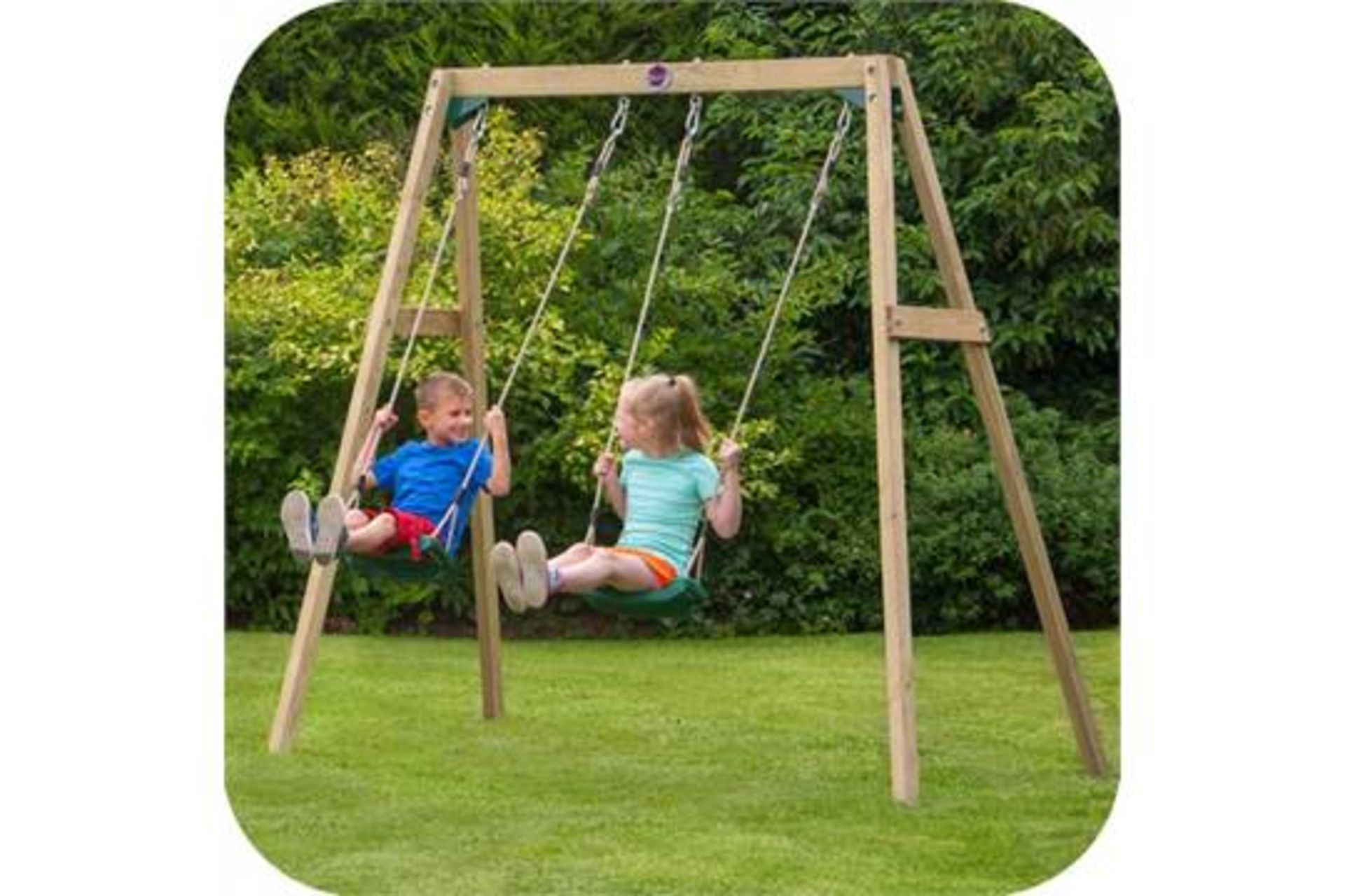 1 x Plum Wooden Double Swing Set. RRP £199.99. Double the seats for twice the fun! Children will