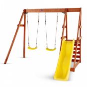 1 x Plum Double Swing with Glider Wooden Garden Swing Set. RRP £249.99. A fabulous swing set for