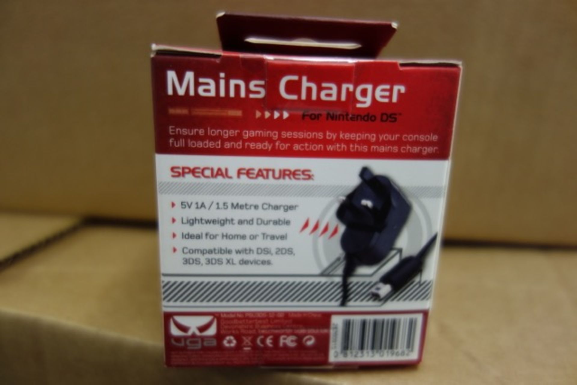 60 x Brand New - Gioteck Mains Charger for Nintendo DS - Compatable with DSI, 2DS, 3DS & 3DS XL.