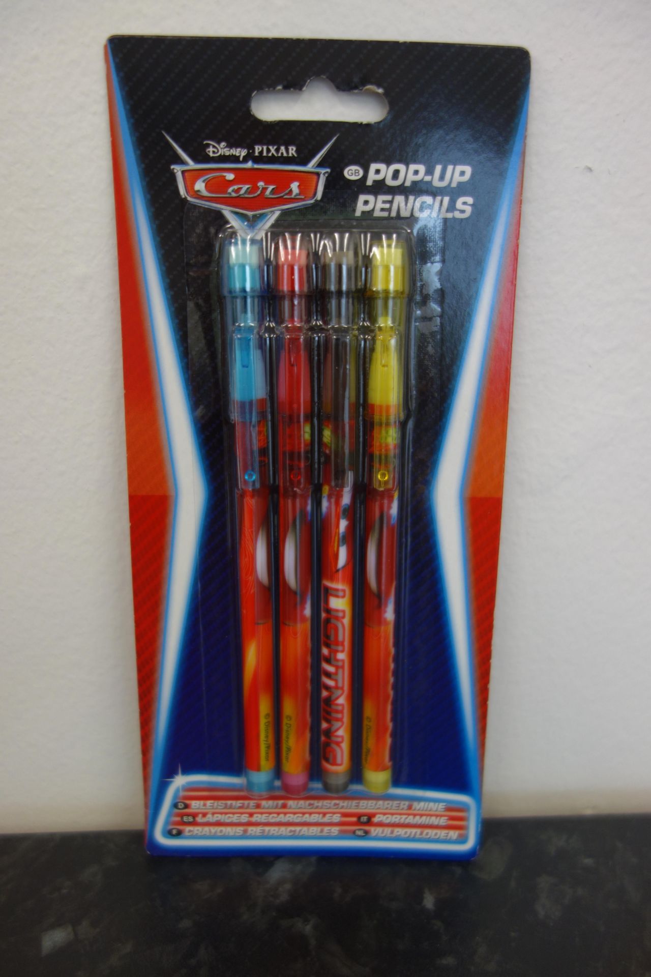 72 x Brand New - 4 Pack Disney Pixar Cars Pop-Up Pencils with Erasers