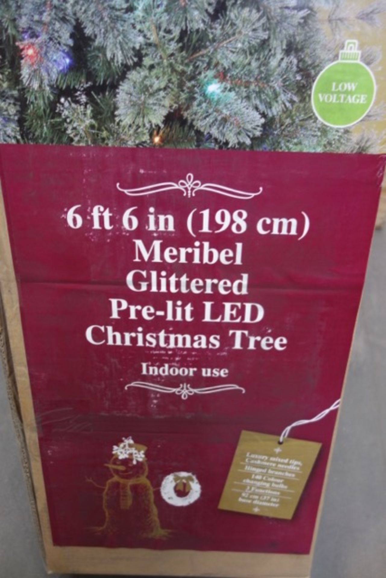 4 x Brand New - 6 Foot 6 Inch Meribel Glittered Pre-Lit LED Christmas Tree - 198cm - Indoor Use - - Image 3 of 3