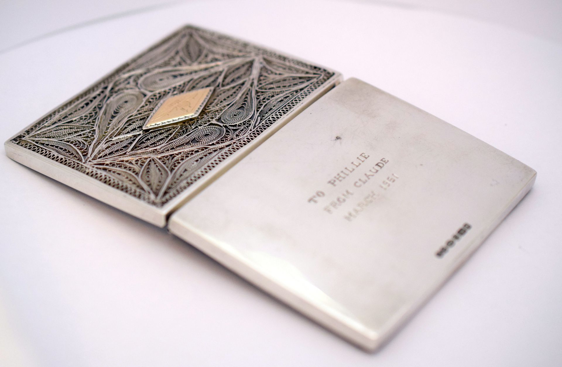 Solid Silver Gentleman's Business Card Holder With Gold Feature c1930s - Image 4 of 8