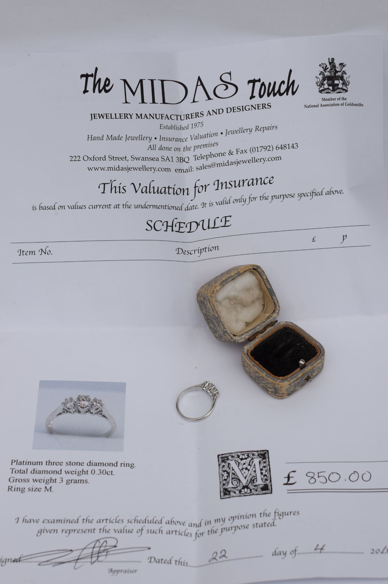 Diamond Trilogy Ring In Platinum Size M - Image 7 of 7