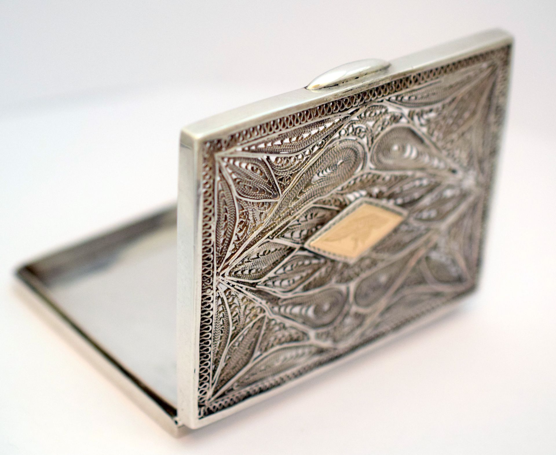 Solid Silver Gentleman's Business Card Holder With Gold Feature c1930s