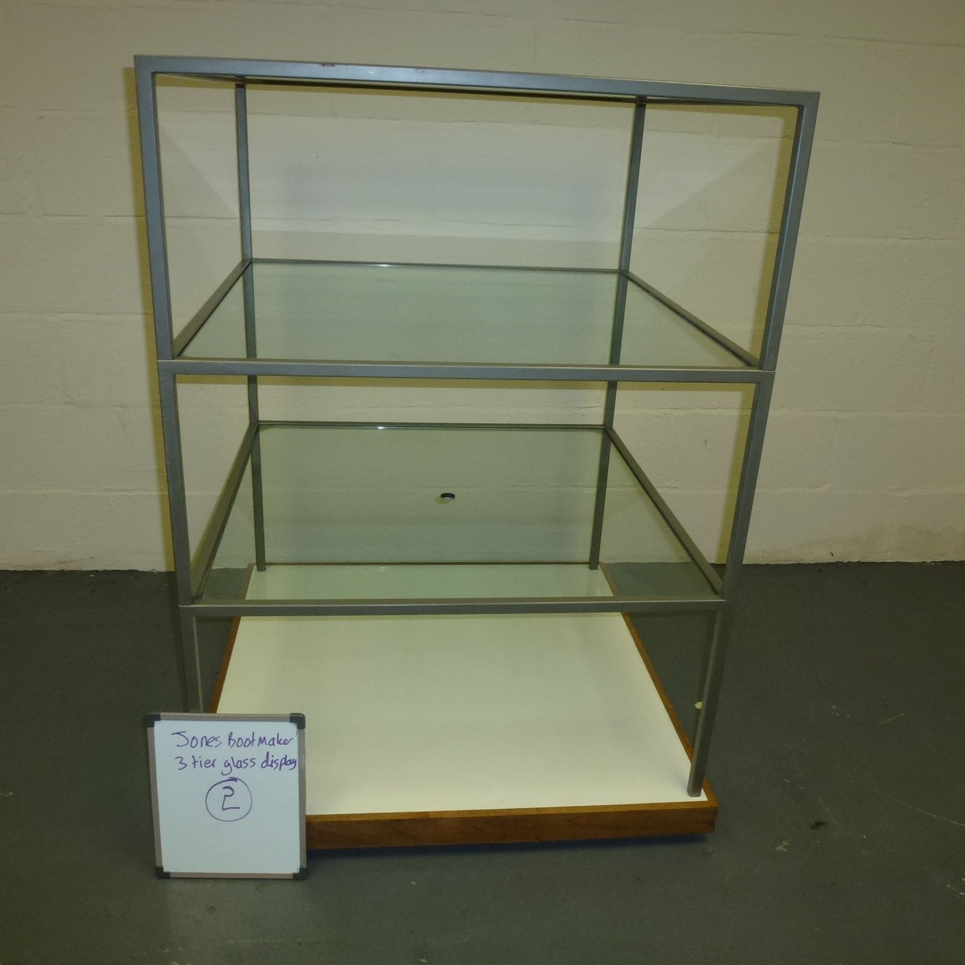 12 x Jones 3 Tier Glass Display Unit H x 1200 W x 900 D x 900