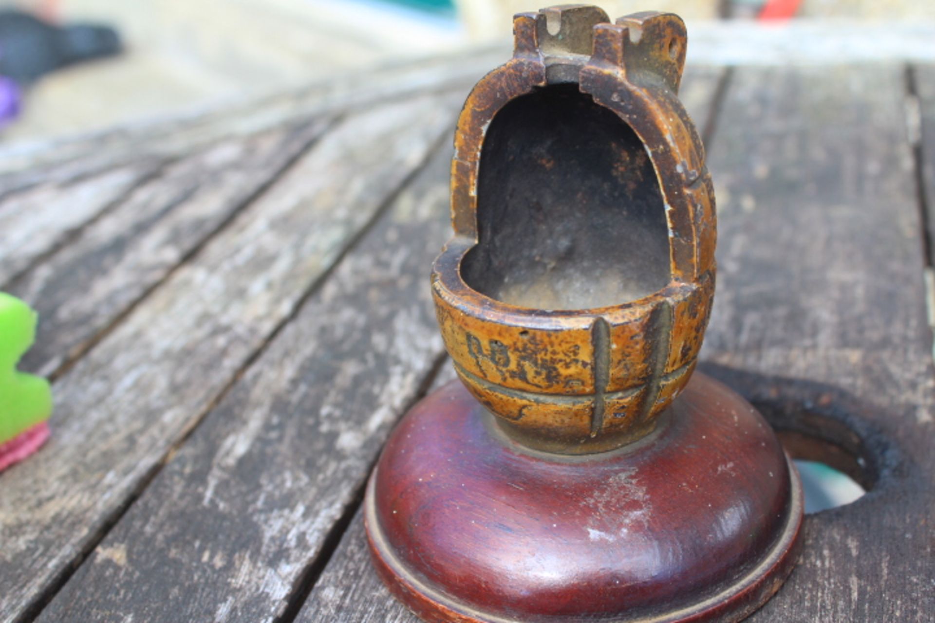 British military trench art. This is a mills grenade mounted on a wooden base.. Can be used as a - Image 3 of 3