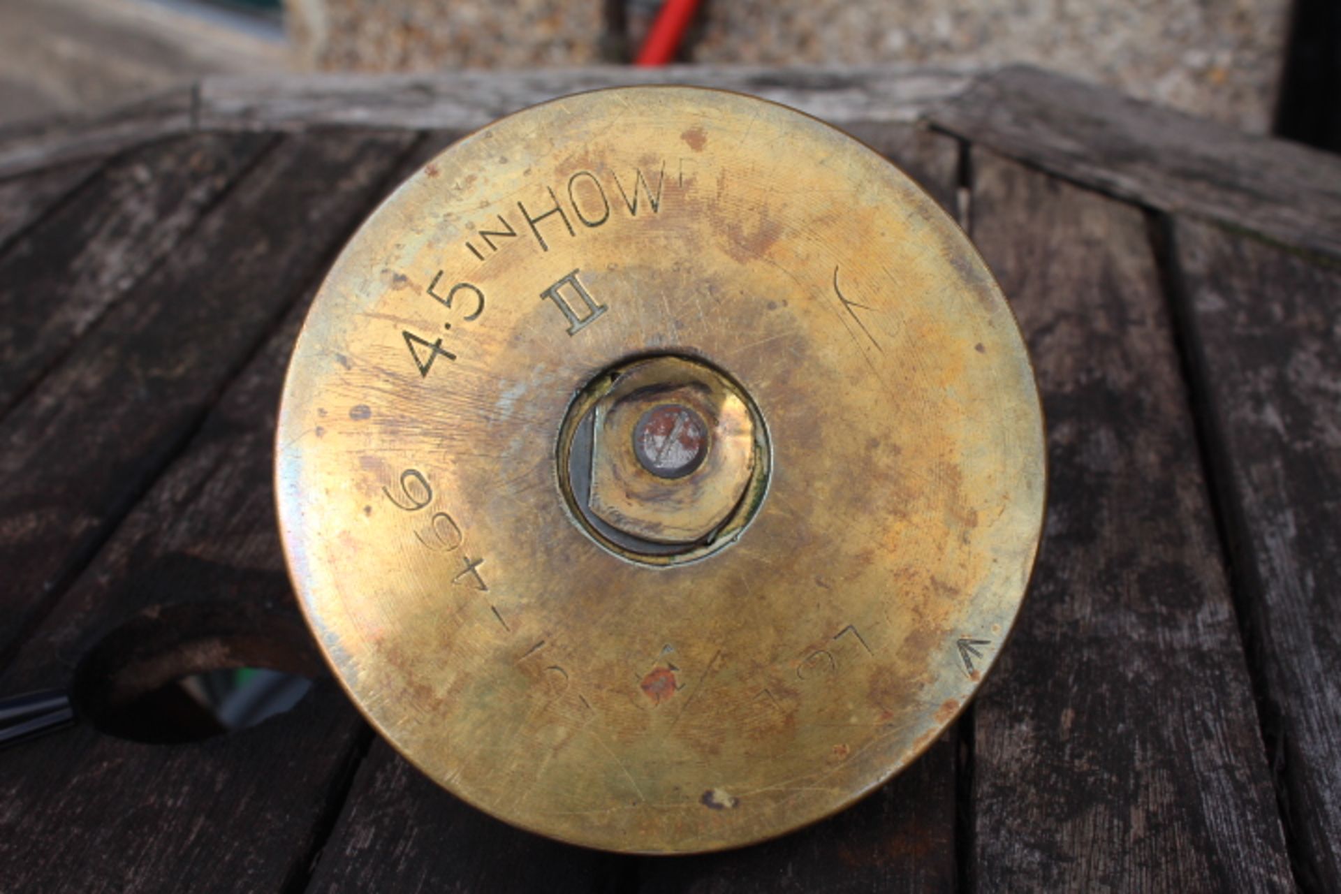 British military trench art. WW1/WW2 Mills Grenade mounted on a 45 Howser mark 2. The grenade has - Image 2 of 7