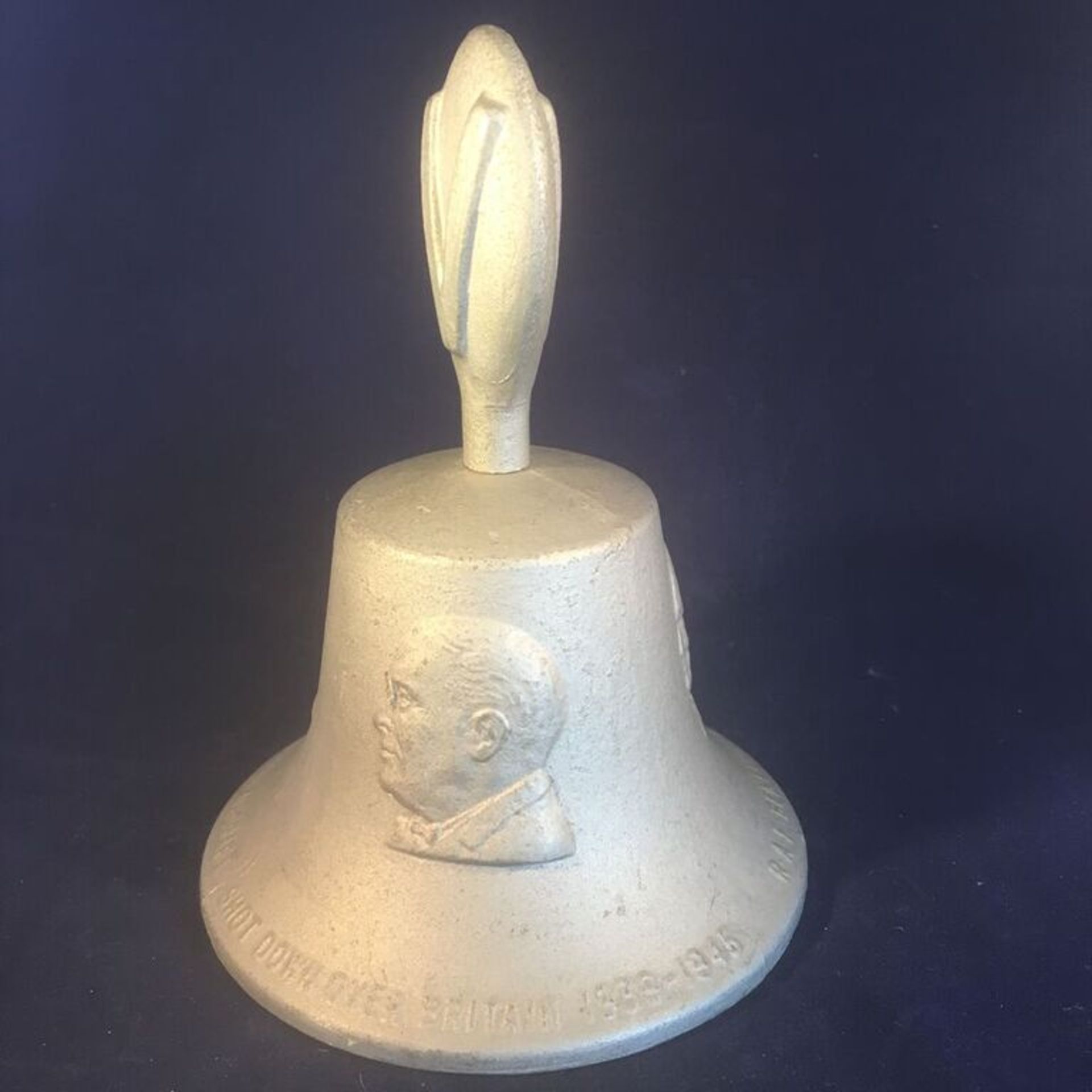 WW2 RAF BENEVOLENT FUND VICTORY BELL CAST IN METAL FROM GERMAN AIRCRAFT SHOT DOWN OVER BRITAIN. - Image 2 of 4