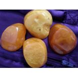 4 Antique Chinese butterscotch amber remedy pots