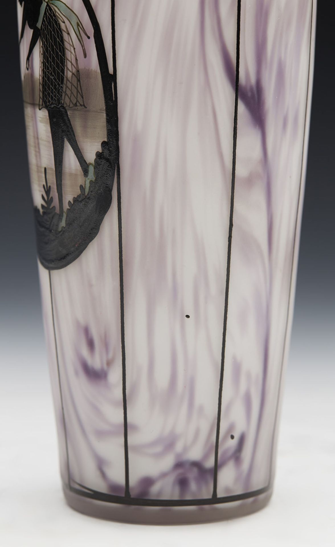 Art Deco Steinschšnau Enameled Art Glass Silver Mounted Vase C.1928 - Image 5 of 10