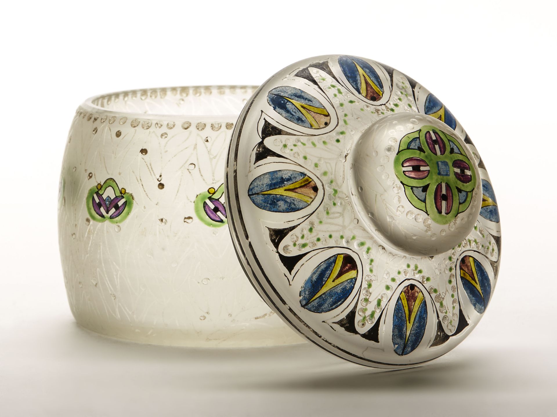 ART NOUVEAU STEINSCHONAU/HAIDA LIDDED GLASS JAR c.1915 - Image 2 of 7