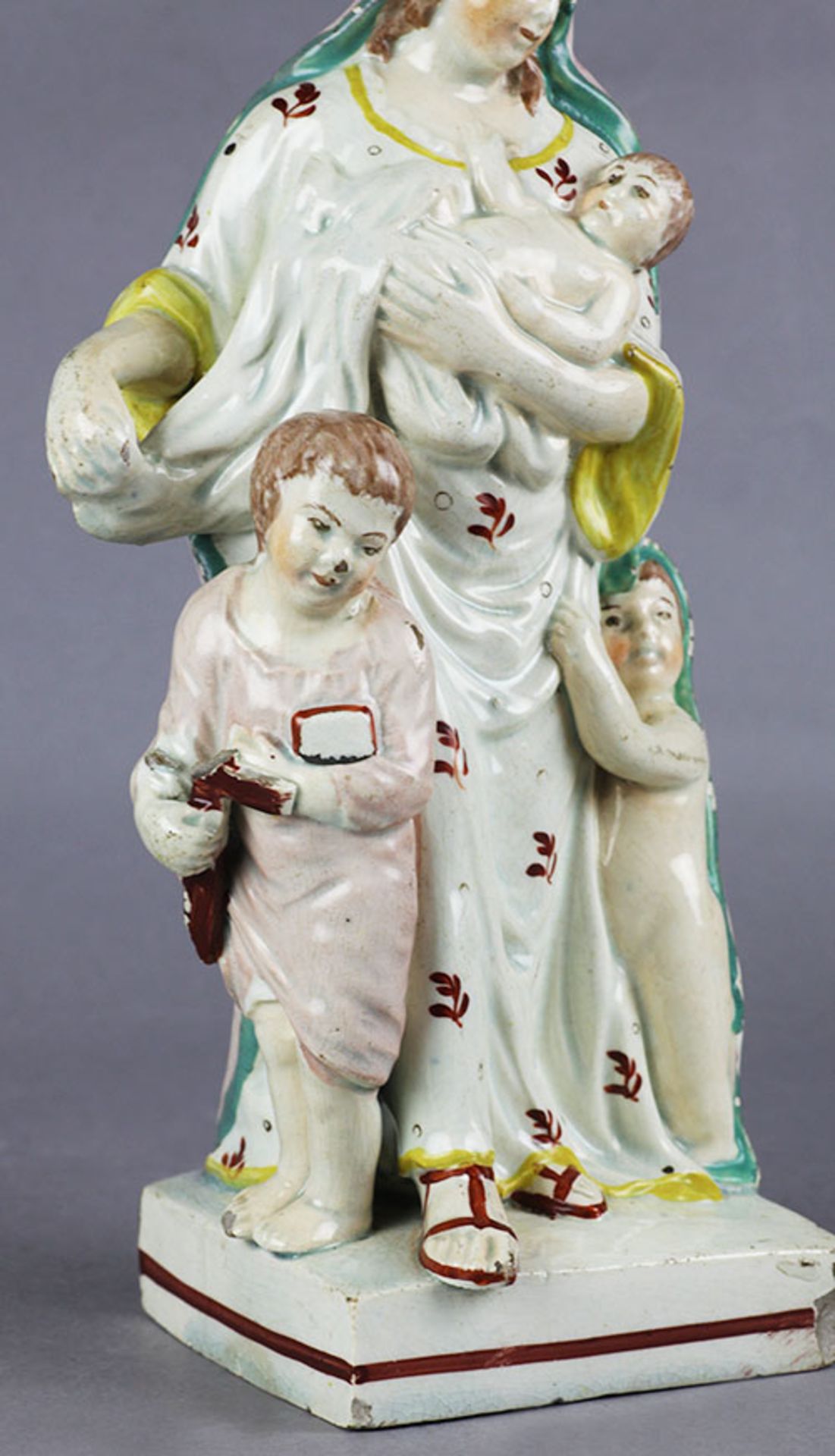 ANTIQUE PEARLWARE CHARITY WITH THREE CHILDREN C.1800 - Image 2 of 9