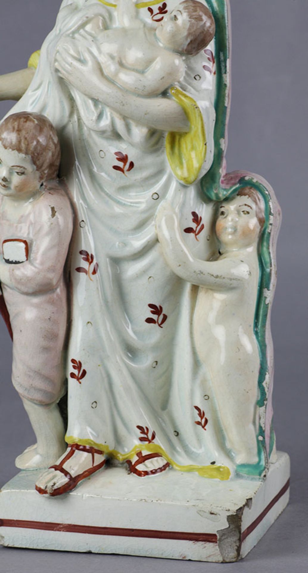 ANTIQUE PEARLWARE CHARITY WITH THREE CHILDREN C.1800 - Image 3 of 9