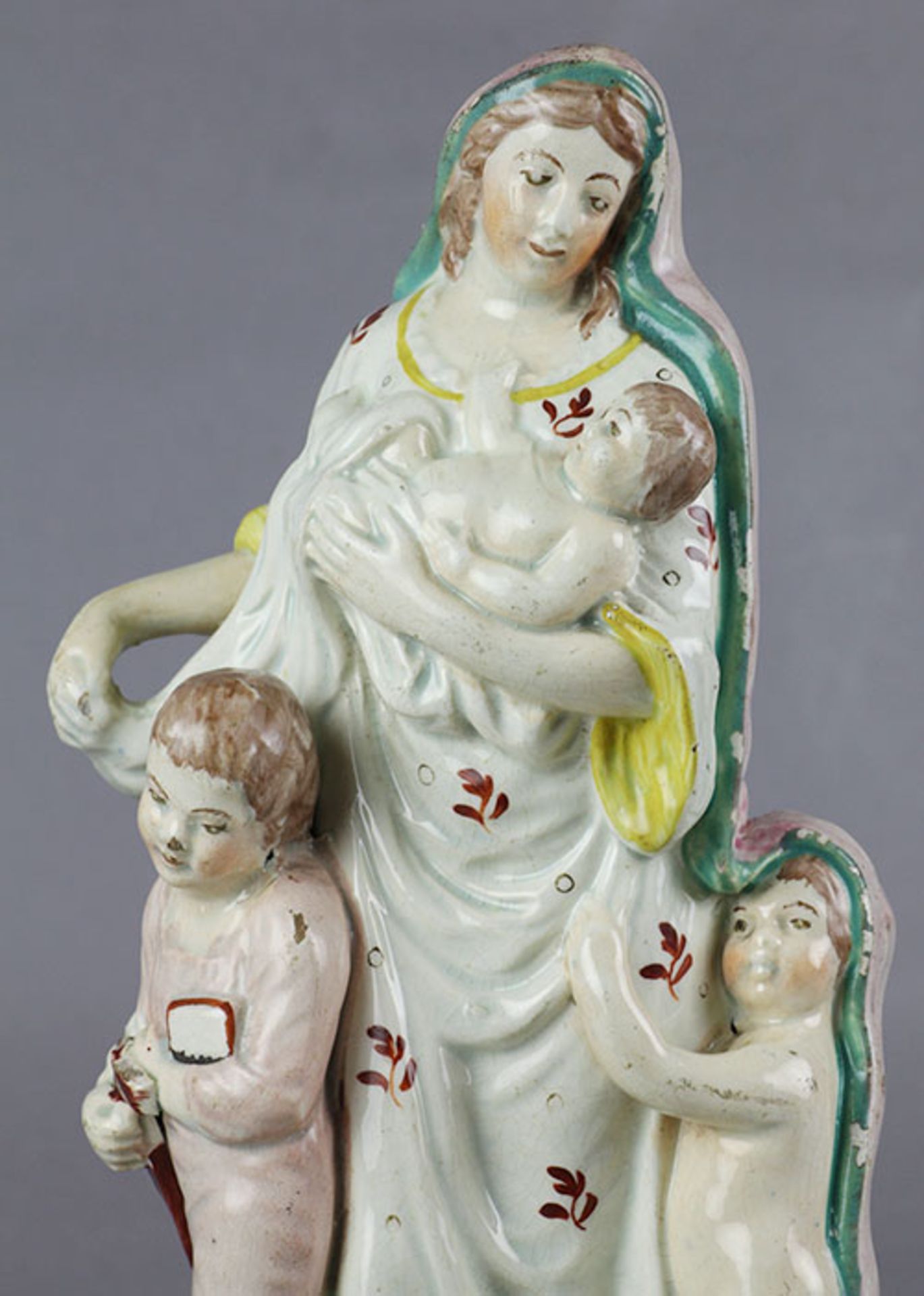 ANTIQUE PEARLWARE CHARITY WITH THREE CHILDREN C.1800 - Image 4 of 9