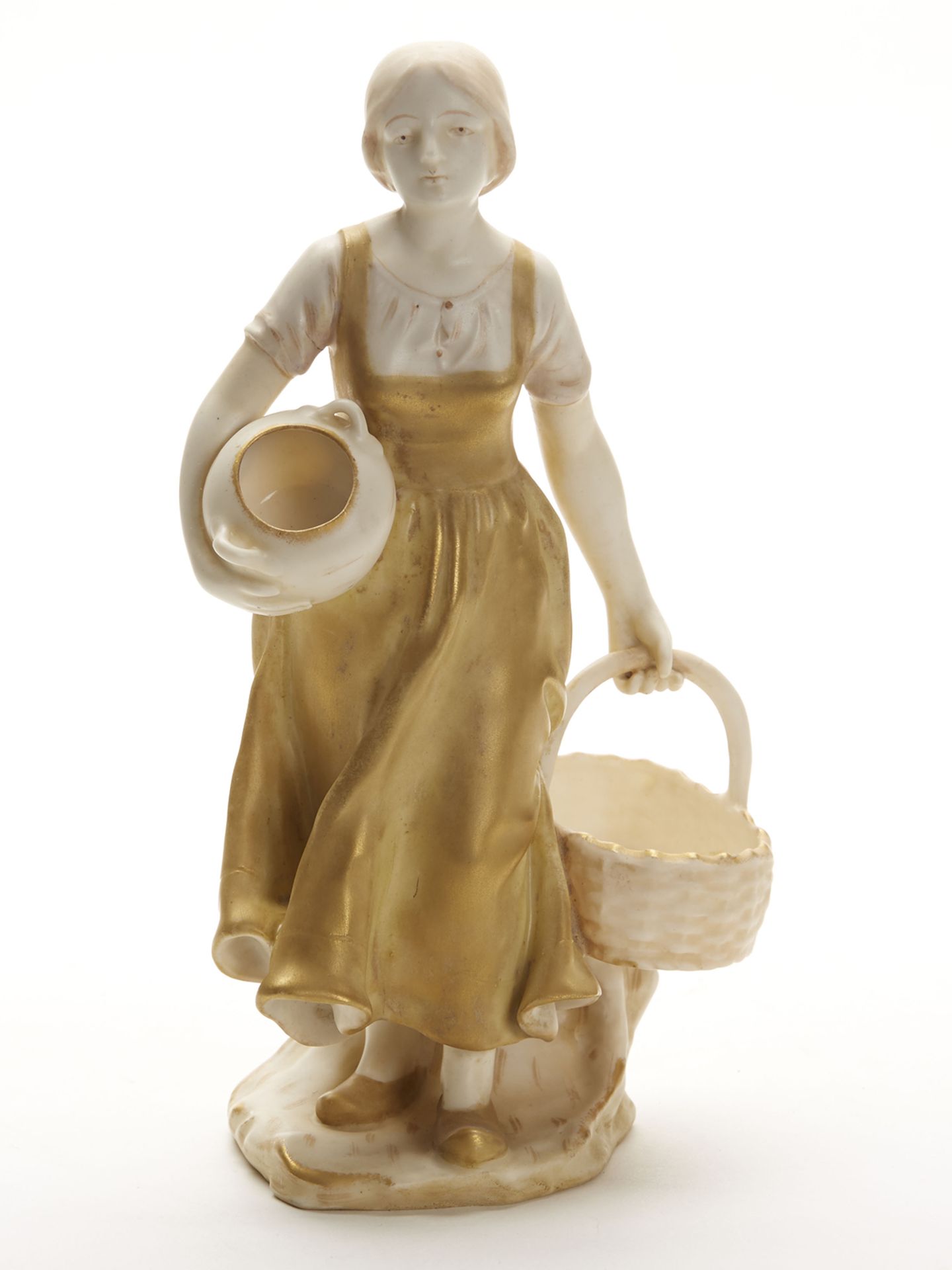 ANTIQUE ROYAL VIENNA GIRL WITH BASKET ERNST WAHLISS FIGURE