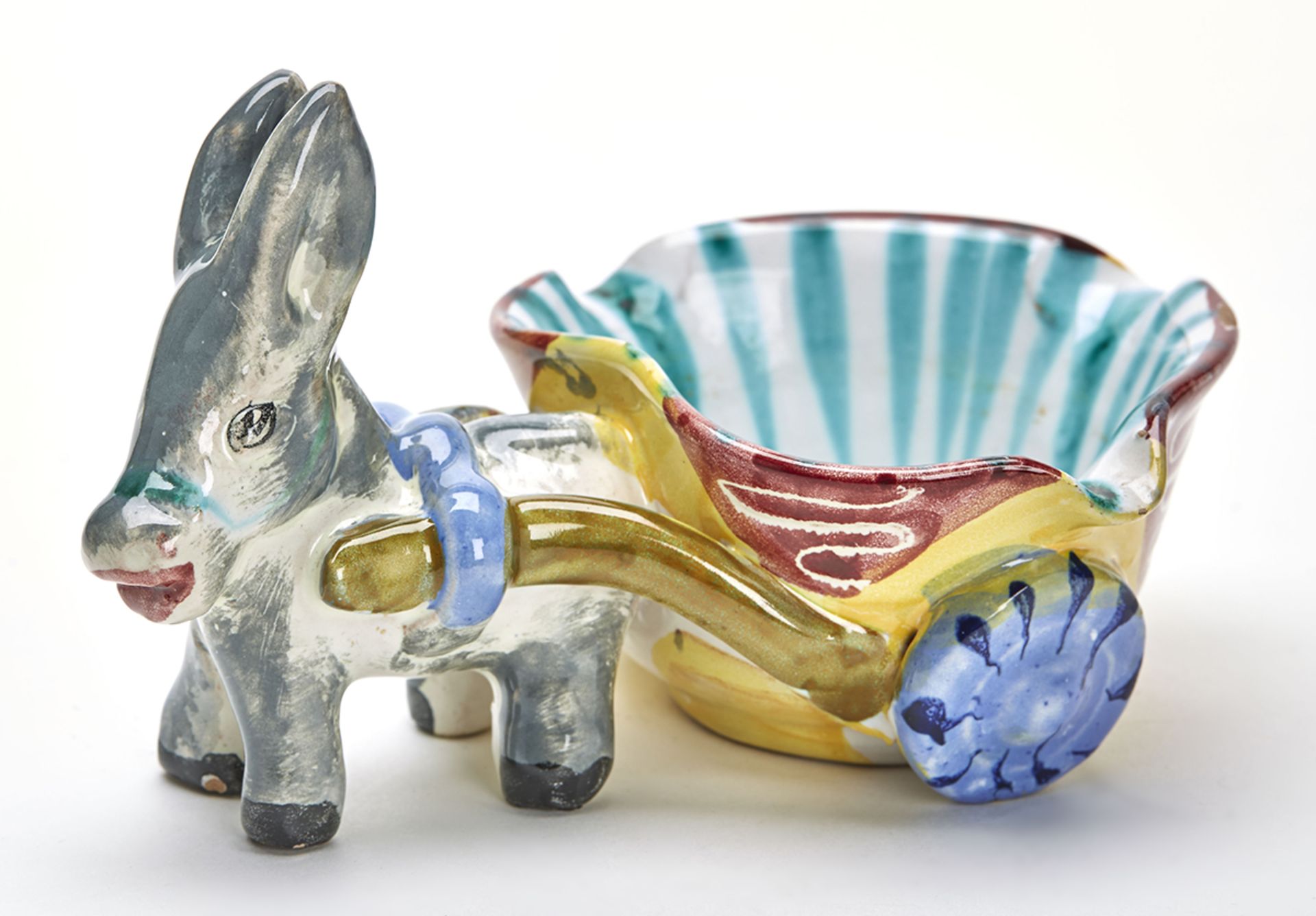 PAIR VINTAGE ITALIAN ART POTTERY DONKEY ASHTRAYS c.1950 - Image 3 of 7