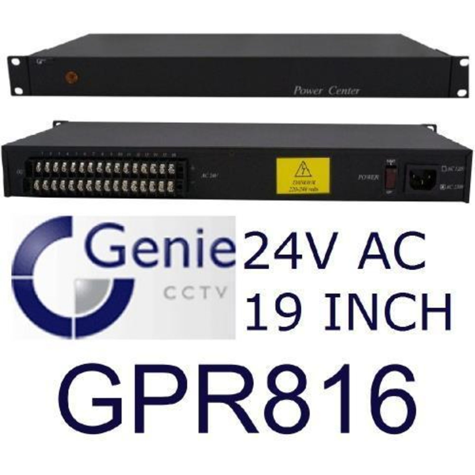 Genie GPR816 24V AC 8A 16 Connectors 19" Rack Mounted Power Supply PSU