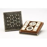 ANTIQUE ANGLO INDIAN INLAID GAMES BOX WITH COUNTERS 19TH C.