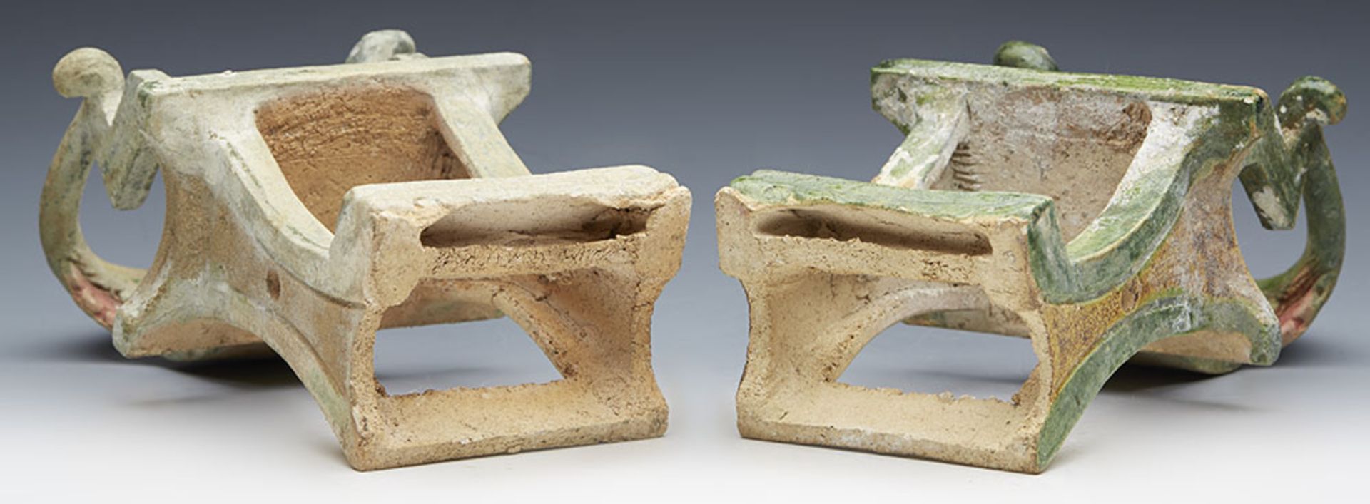 Pair Antique Chinese Ming Earthenware Tomb Chairs 1368-1644 - Image 8 of 15