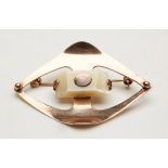 CONTINENTAL MODERNIST GILDED SILVE MOP BROOCH