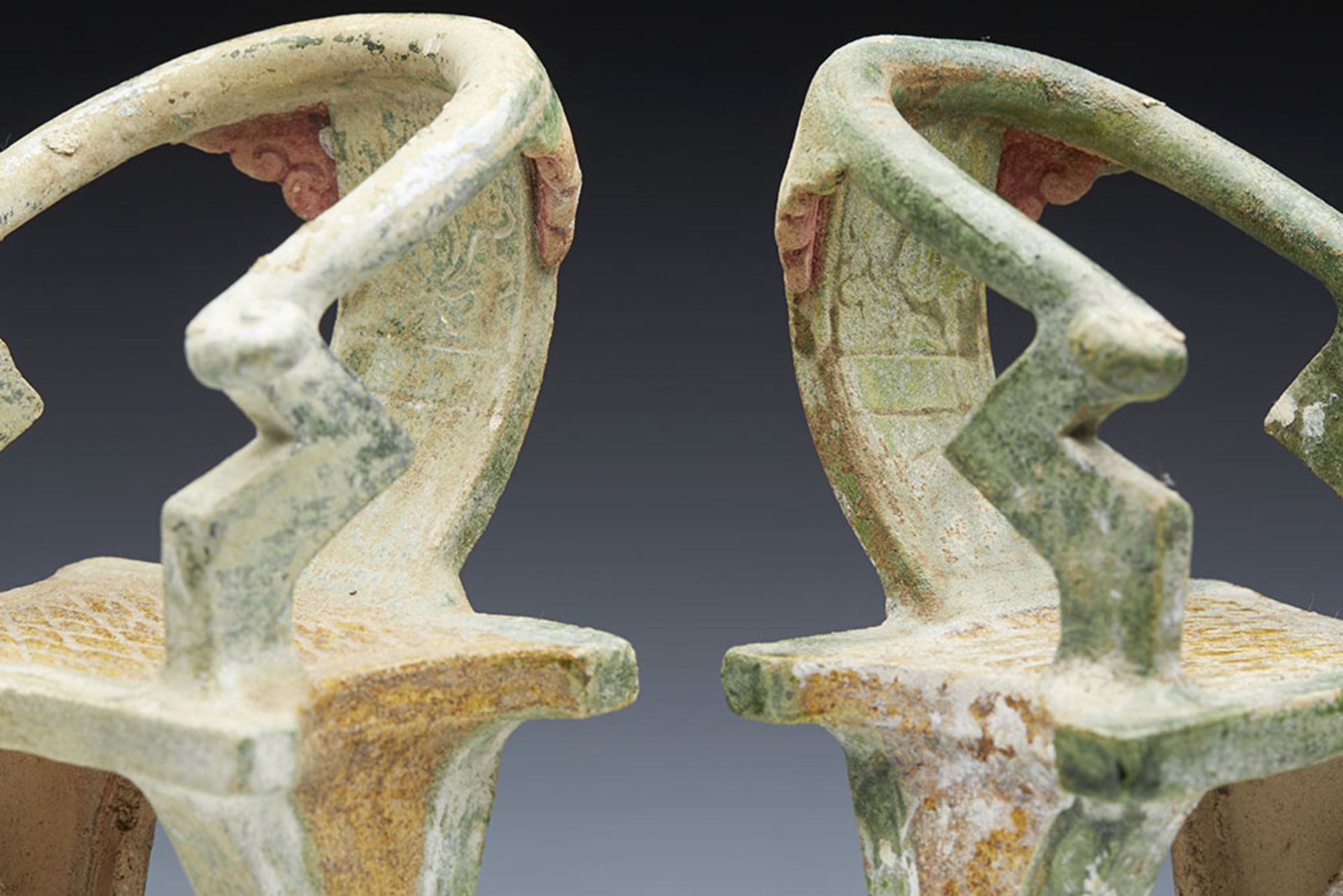 Pair Antique Chinese Ming Earthenware Tomb Chairs 1368-1644 - Image 2 of 15