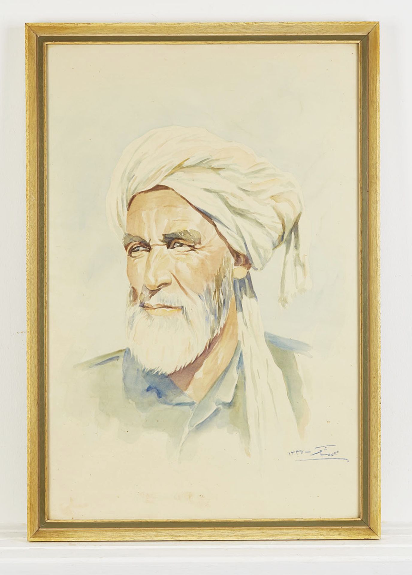 Middle Eastern Watercolour Portrait Of A Man By Mohamed Shaker C.1916 - Image 5 of 5