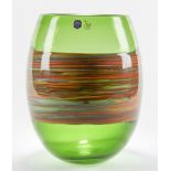 Italian Murano Gino Cenedese Signed Swirl Design Green Art Glass Vase