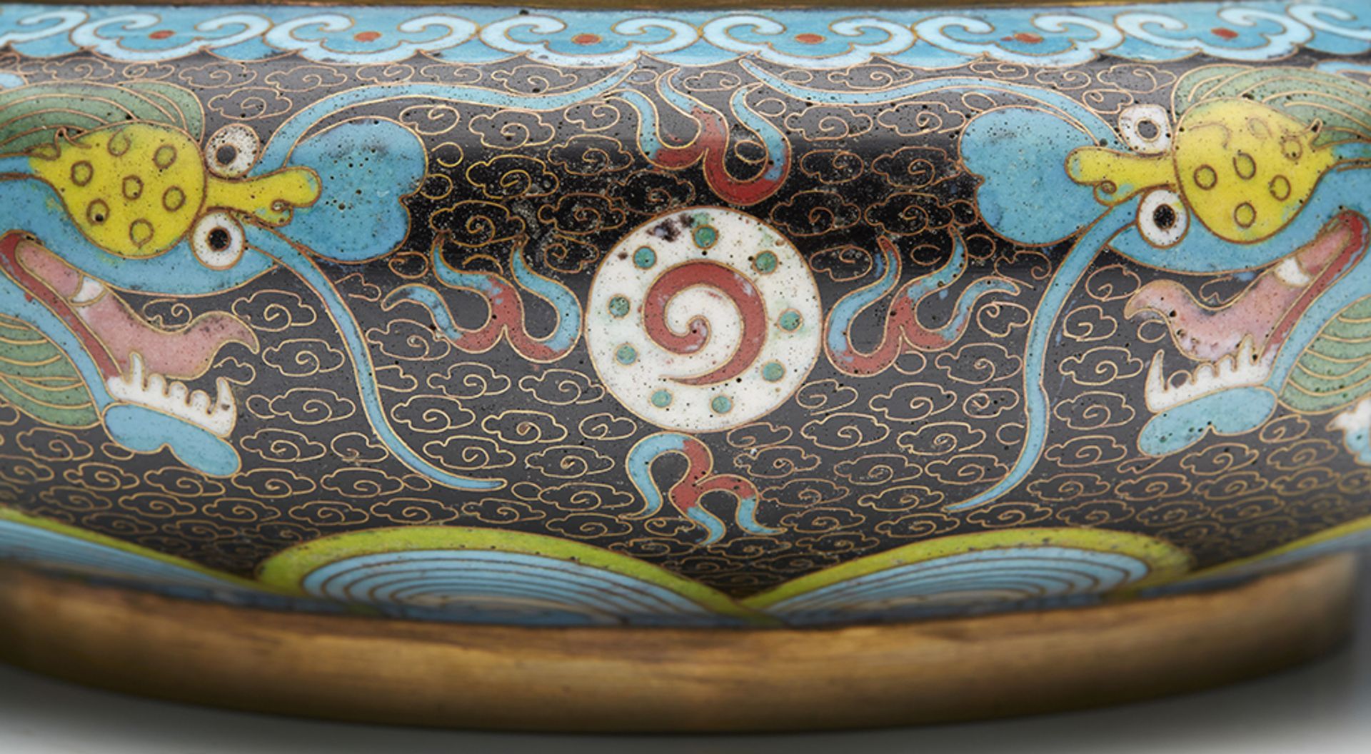 Antique Chinese Tongzhi Mark Cloisonne Dragon Bowl 1862-74 - Image 7 of 9