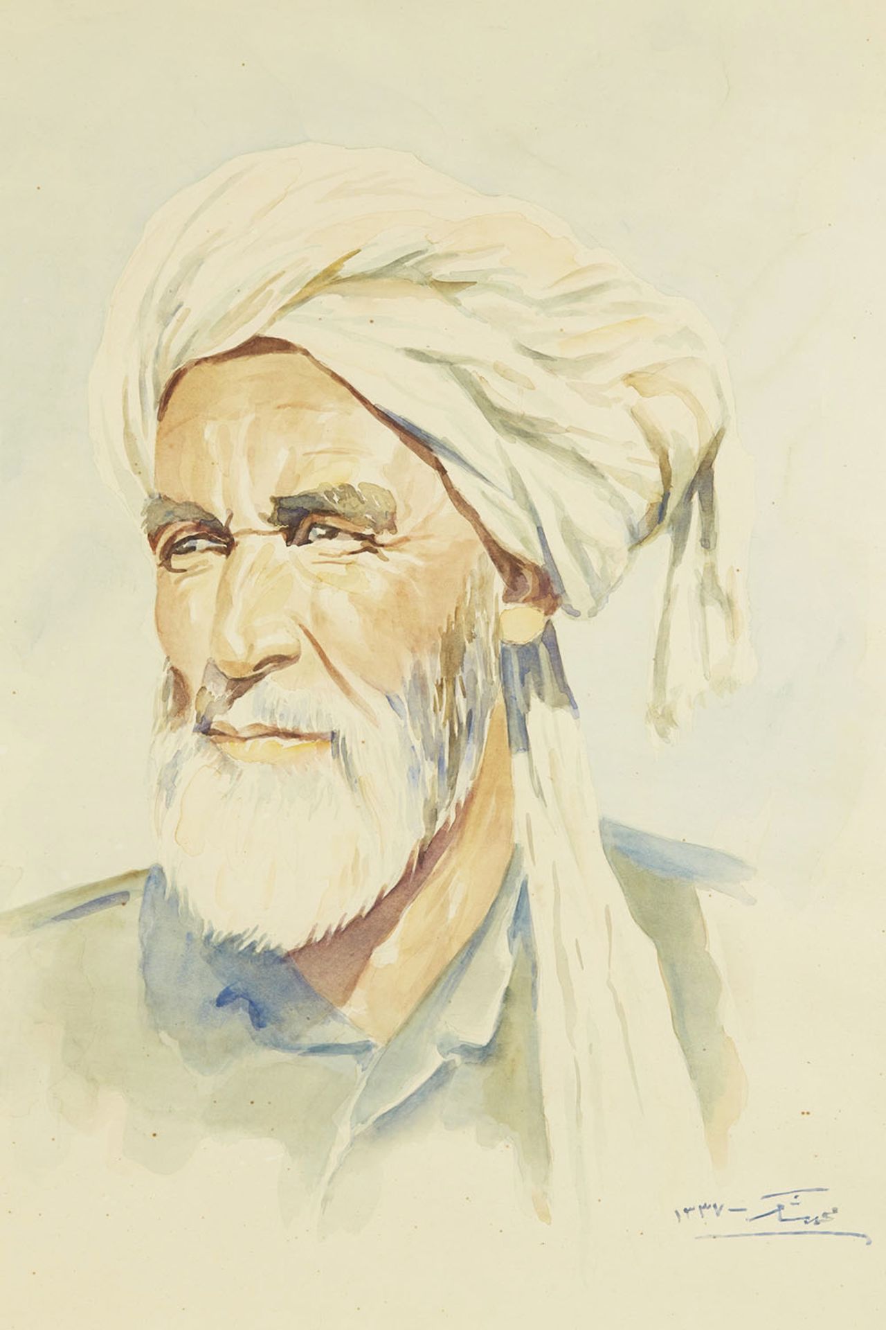 Middle Eastern Watercolour Portrait Of A Man By Mohamed Shaker C.1916 - Image 2 of 5