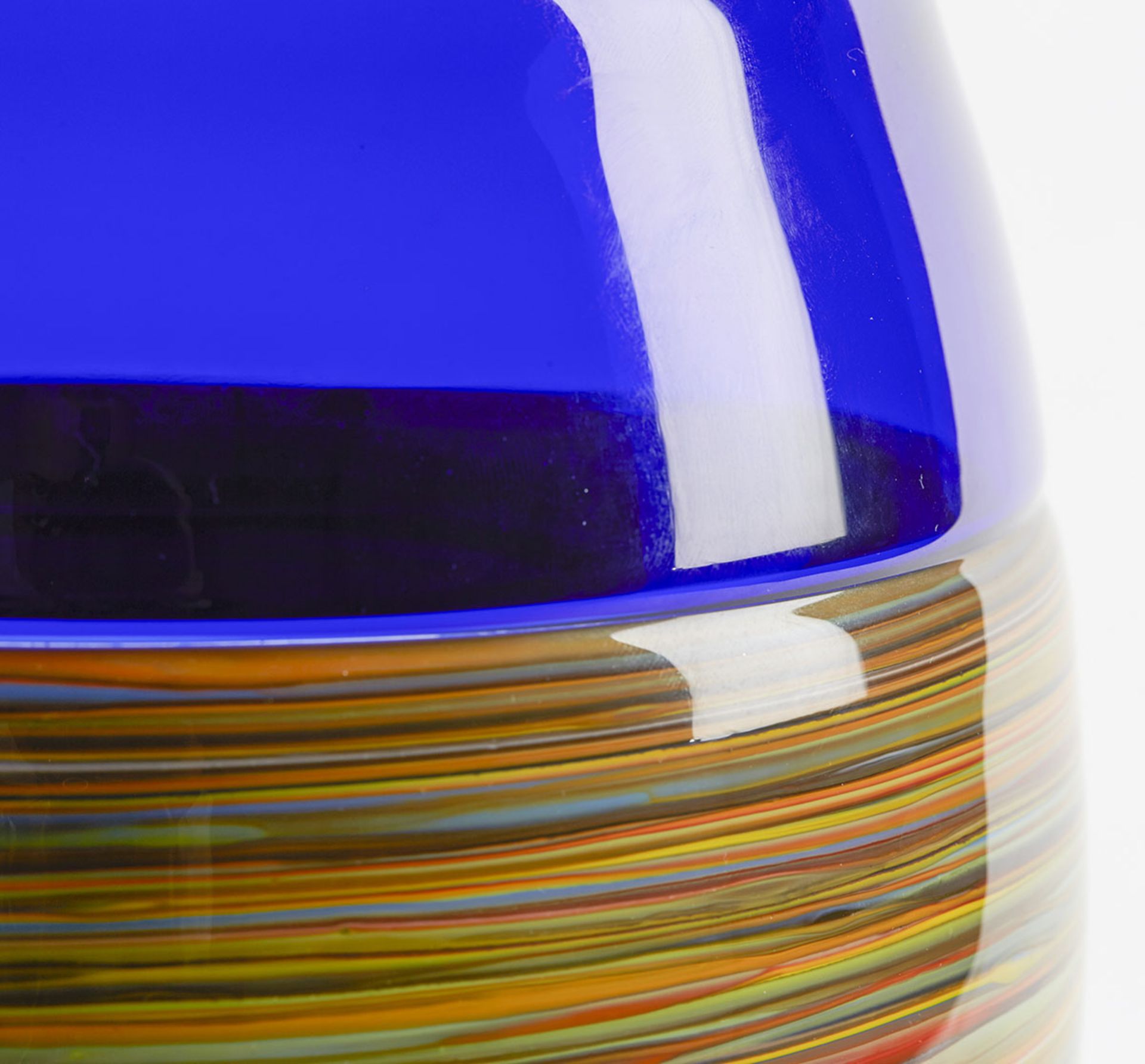 Italian Murano Gino Cenedese Signed Swirl Design Blue Art Glass Vase - Image 4 of 9