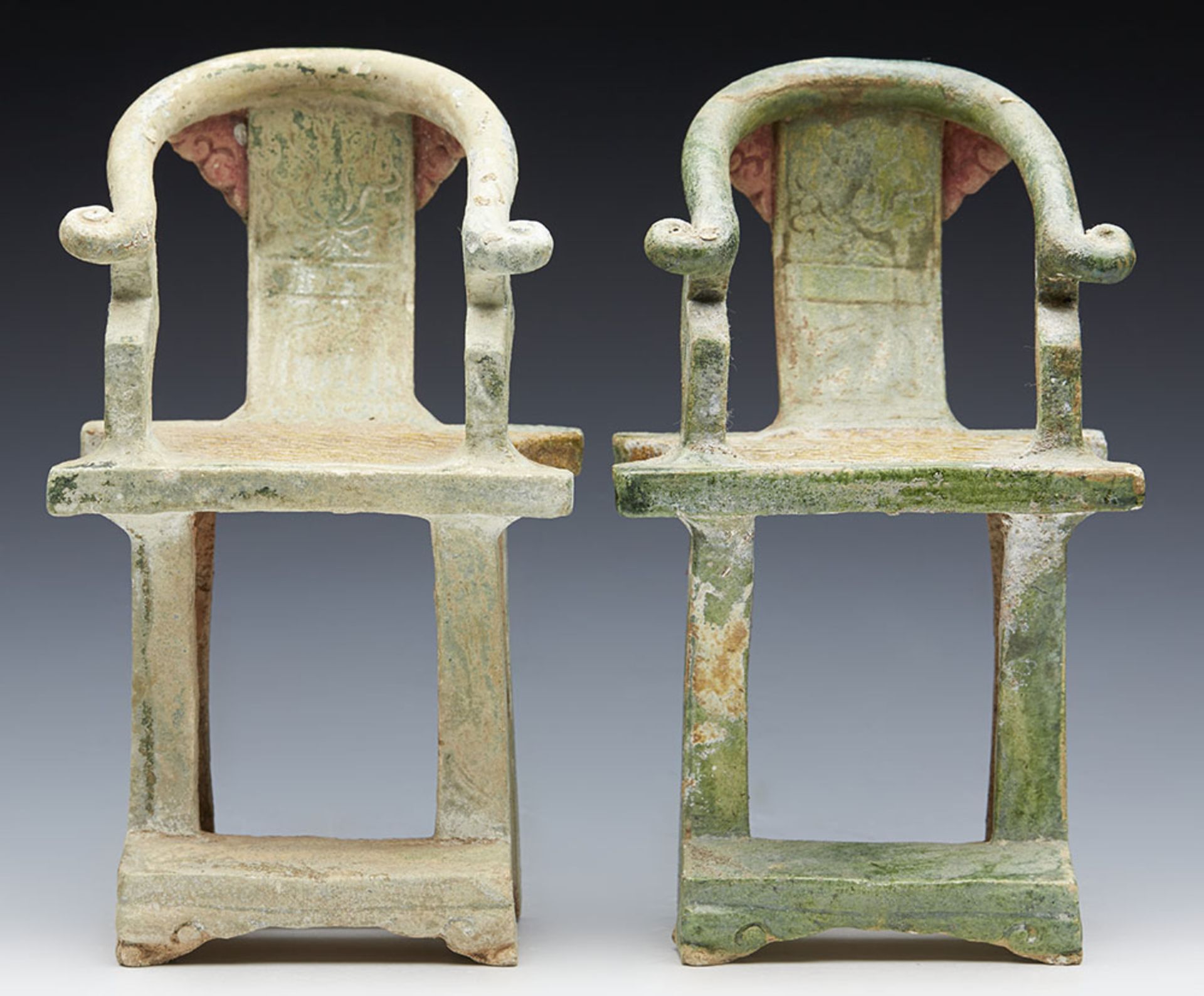 Pair Antique Chinese Ming Earthenware Tomb Chairs 1368-1644 - Image 13 of 15