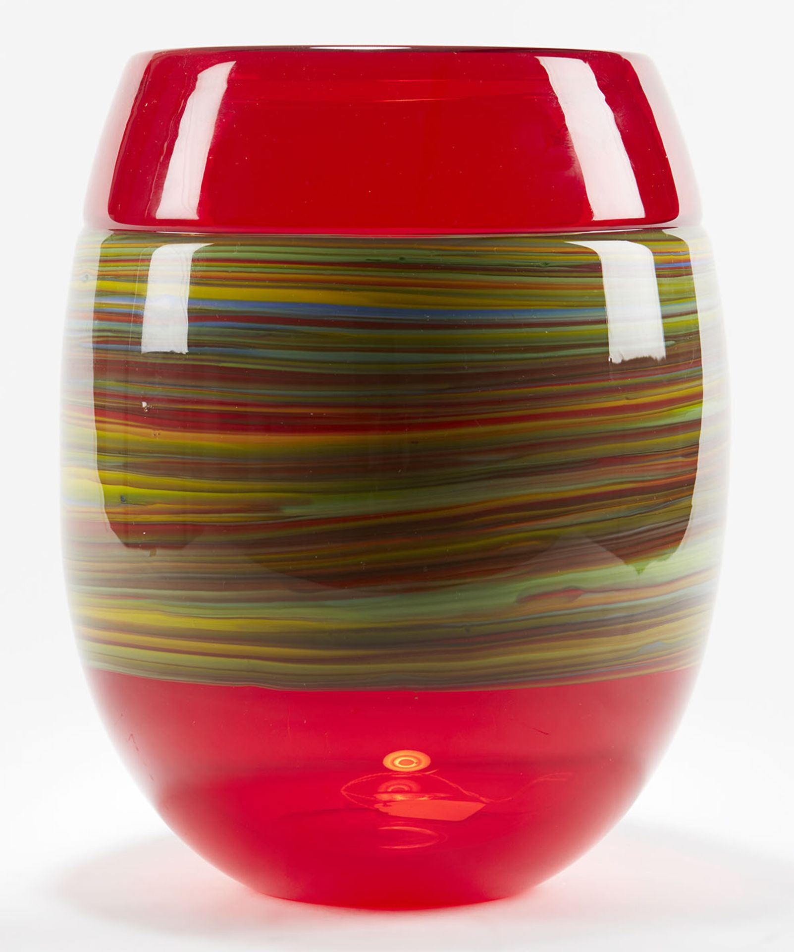 Italian Murano Gino Cenedese Signed Swirl Design Red Art Glass Vase - Image 6 of 10