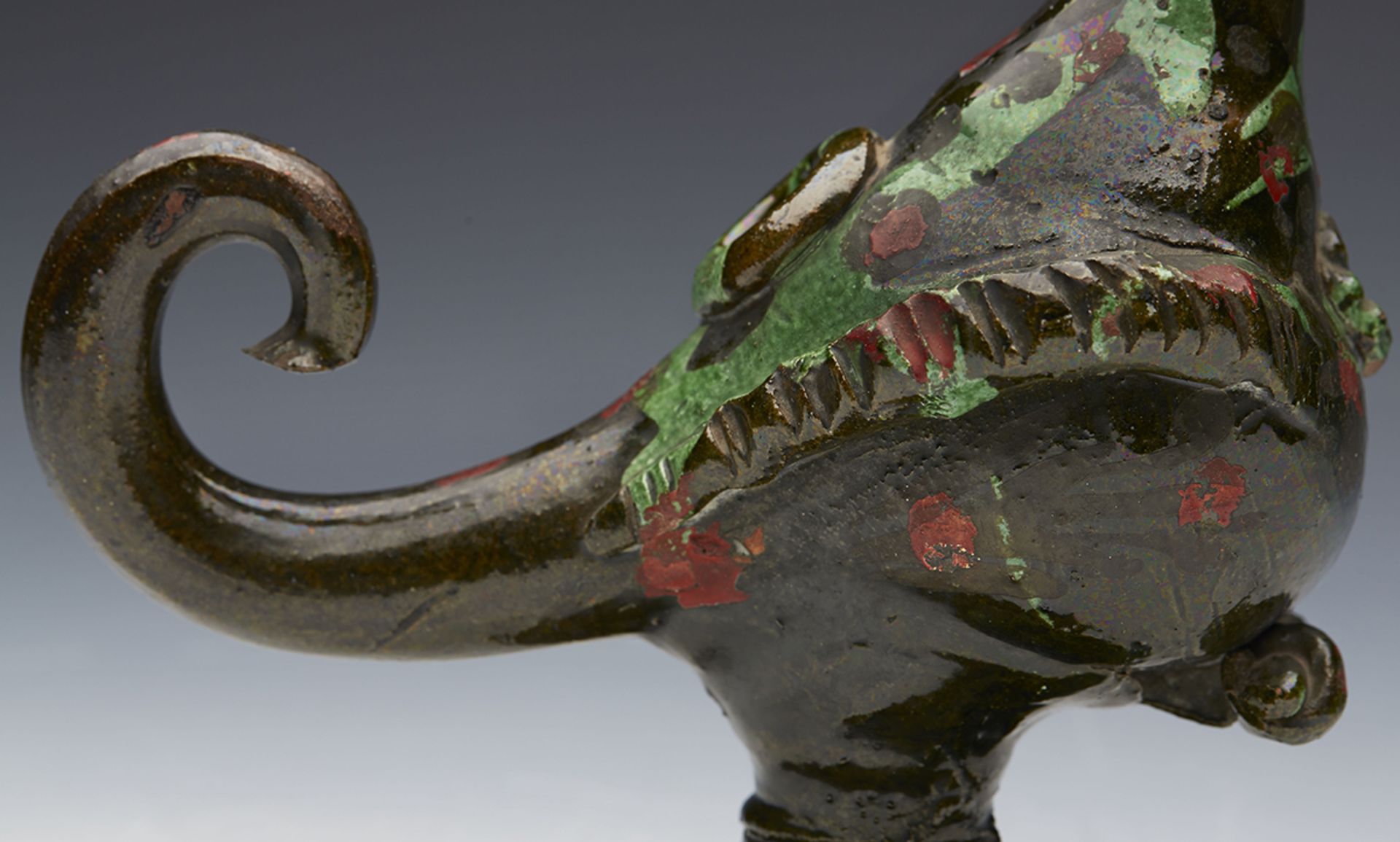 Antique Turkish Cannakkale Pottery Mythical Bird Ewer 19Th C. - Image 6 of 8