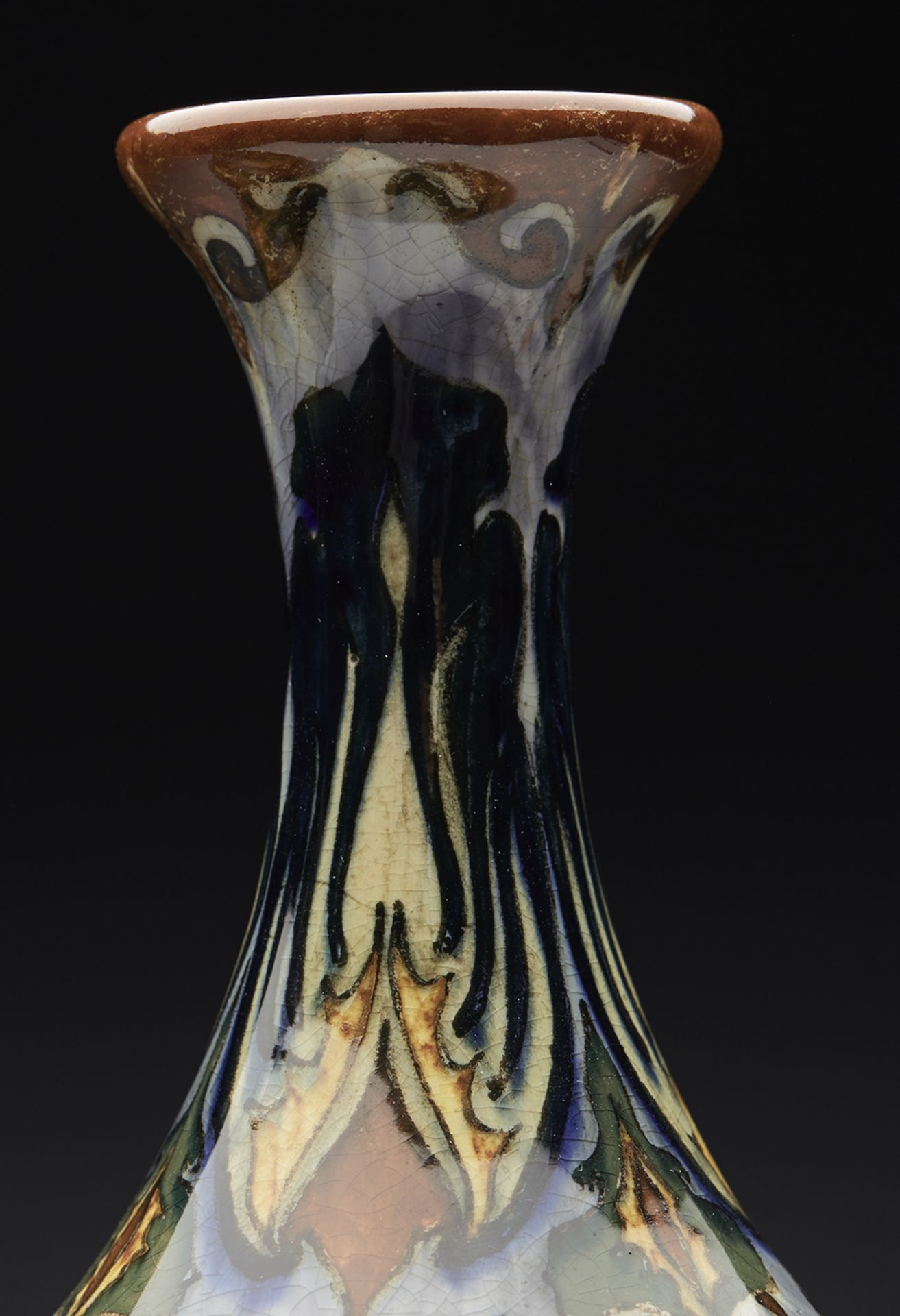 Pair Art Pottery Rozenburg Stylish Floral Design Vases 1896 - Image 4 of 16