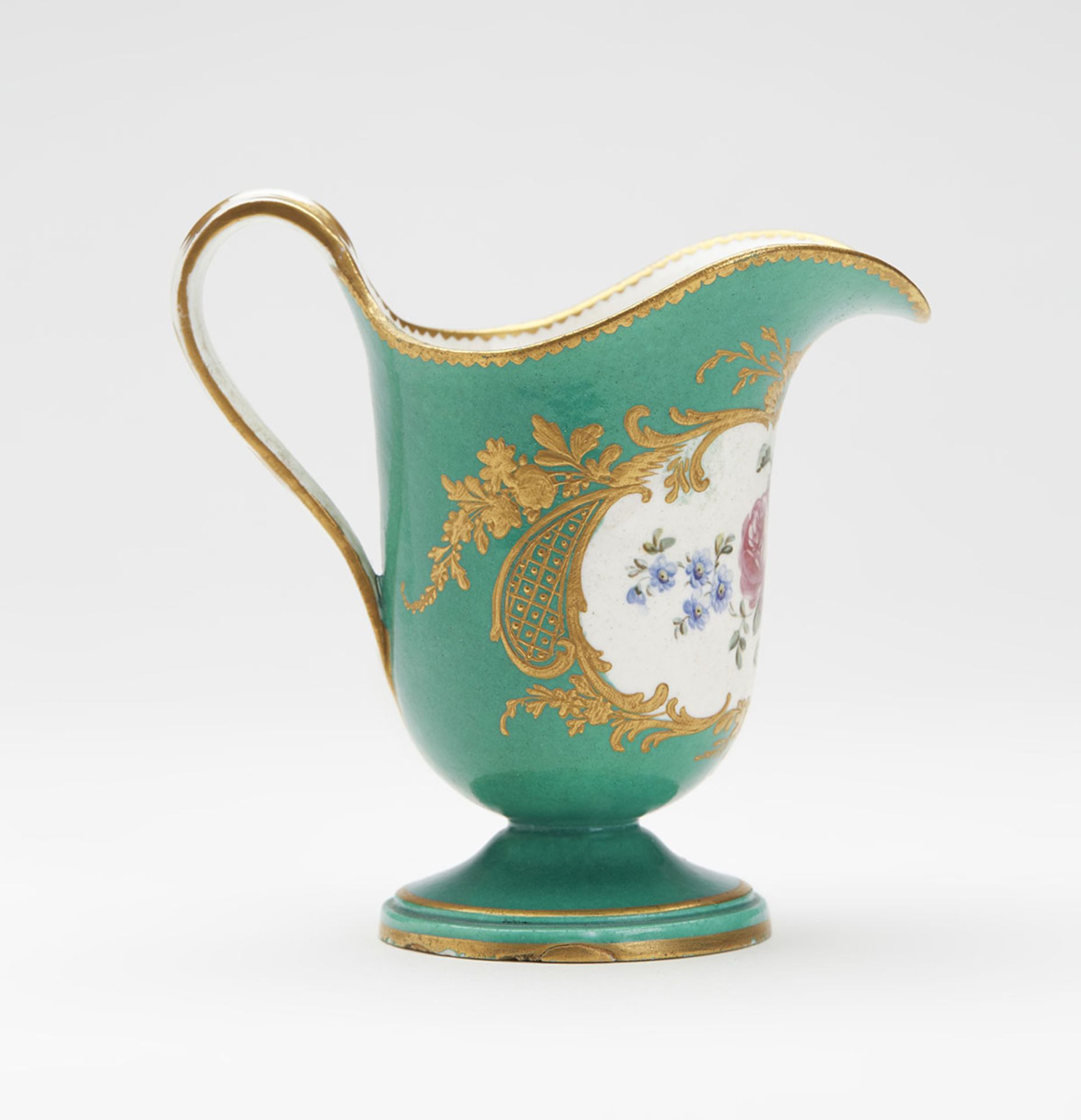 ANTIQUE SEVRES GREEN GROUND FLORAL JUG 1757-60 - Image 4 of 8