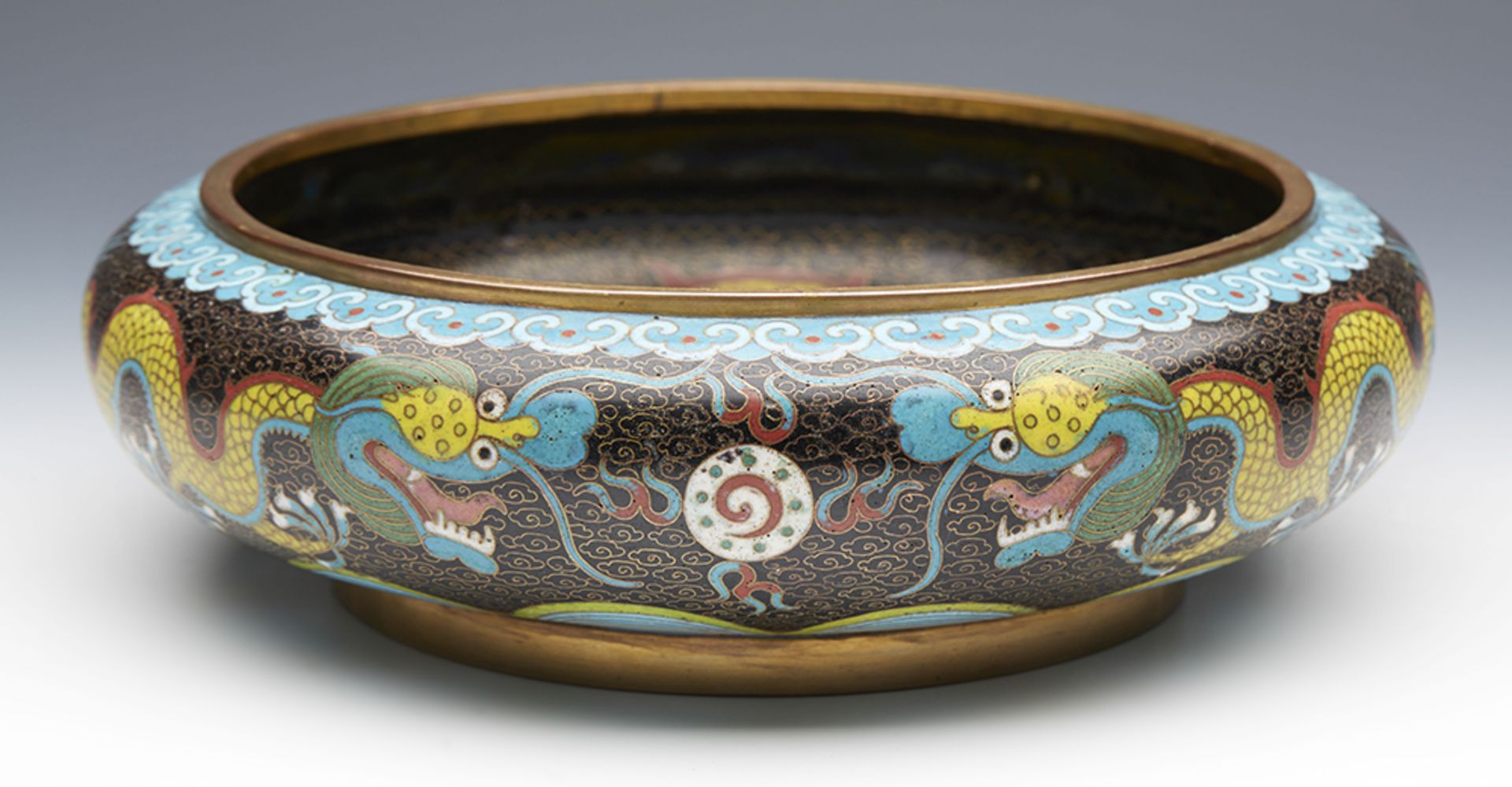 Antique Chinese Tongzhi Mark Cloisonne Dragon Bowl 1862-74 - Image 4 of 9