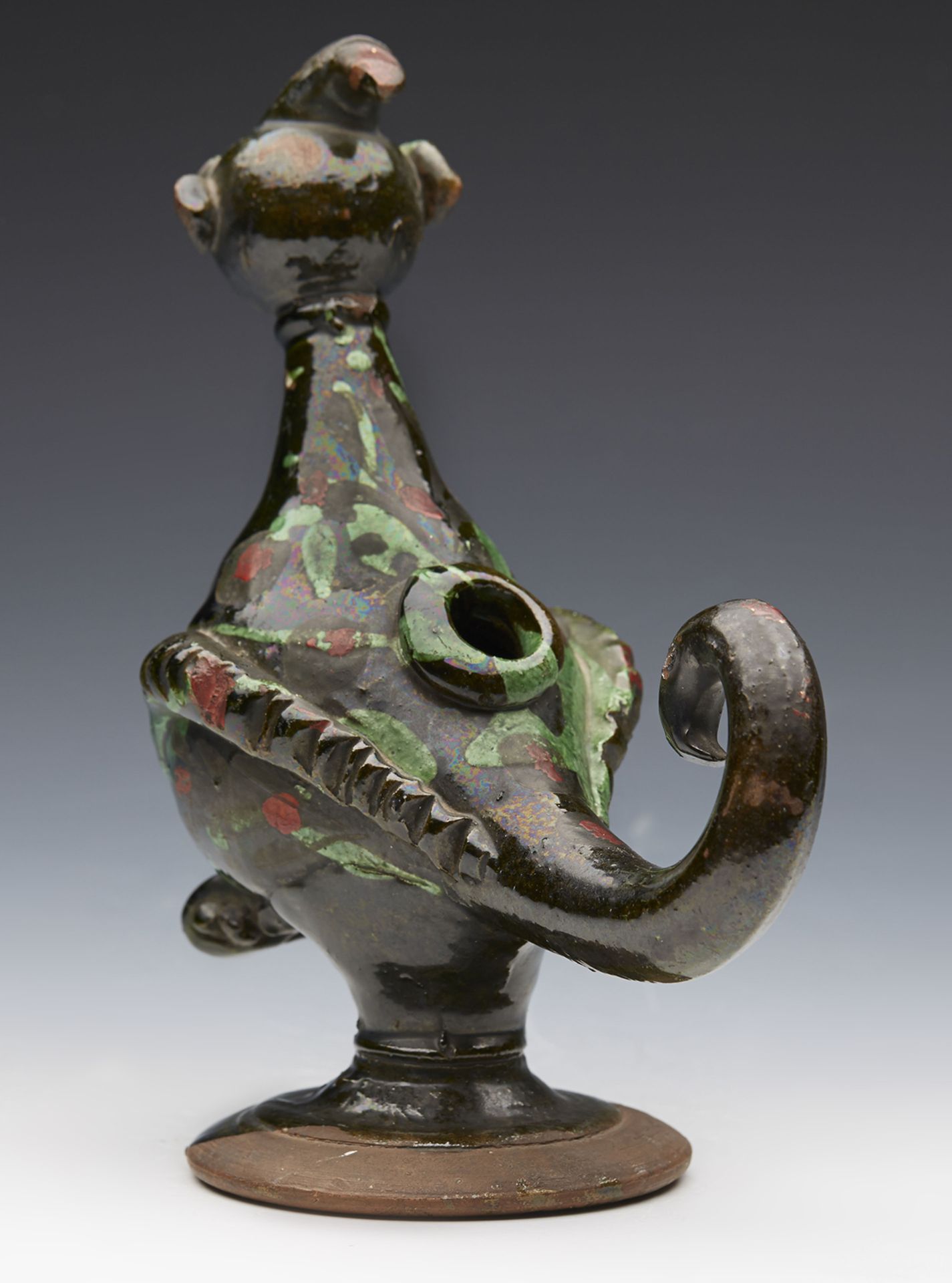 Antique Turkish Cannakkale Pottery Mythical Bird Ewer 19Th C. - Image 5 of 8