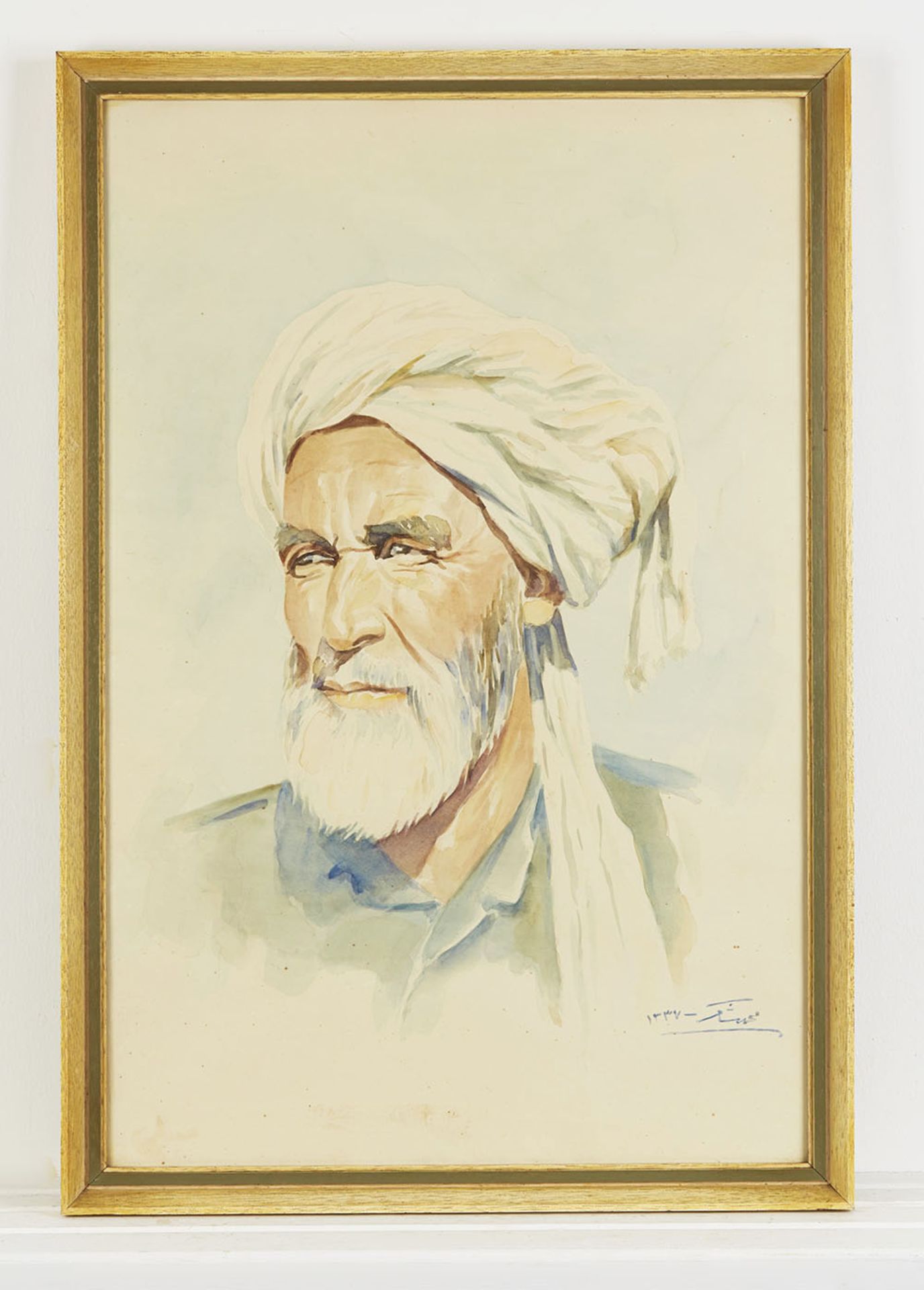 Middle Eastern Watercolour Portrait Of A Man By Mohamed Shaker C.1916