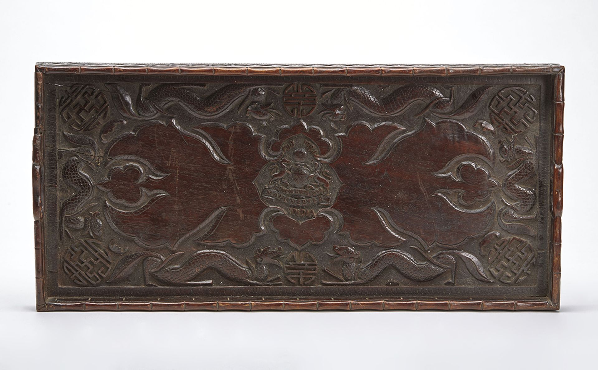 ANTIQUE CHINESE/INDIAN CARVED MANCHESTER REGIMENT TRAY 1921 - Image 2 of 10